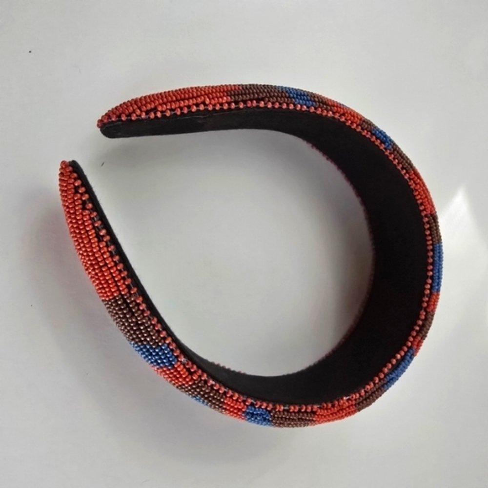 NEW Bohemian Seed Beaded Aztec Patterned Headband - Picture 3 of 6